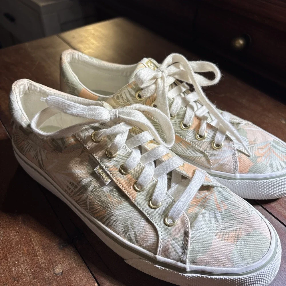 Keds Woman's Sneakers Sz 10 Jump Kick Palm‎ Canvas. Comfort. Tropical